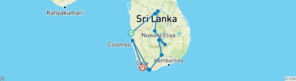 Image d'une carte montrant l'itinéraire du circuit