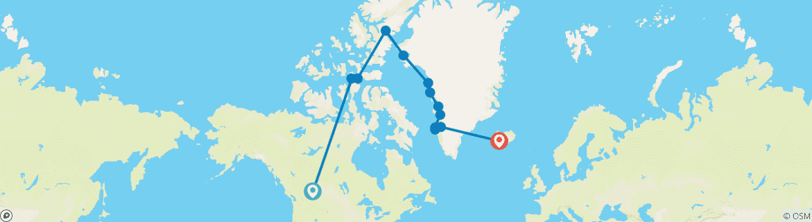 Image d'une carte montrant l'itinéraire du circuit
