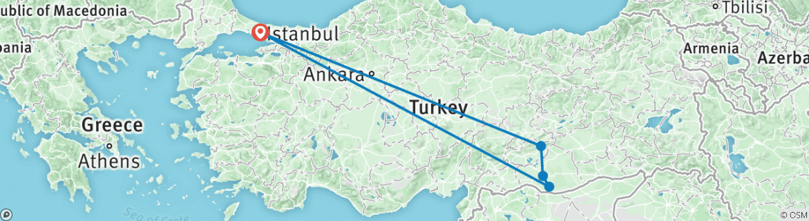 Carte du circuit Visite privée de 3 jours d'Istanbul à Nemrut et Gobekli Tepe