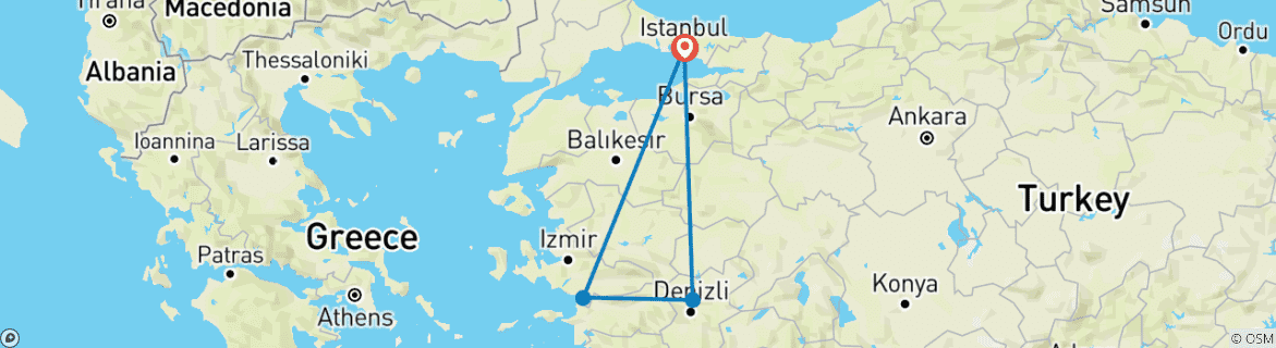 Karte von Istanbul Ephesus & Pamukkale - 7 Tage