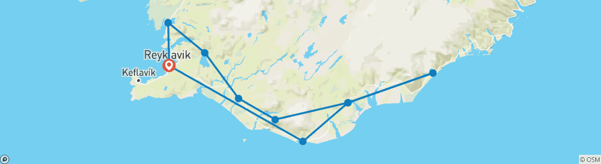 Map of Northern Lights Exploration - 8 days