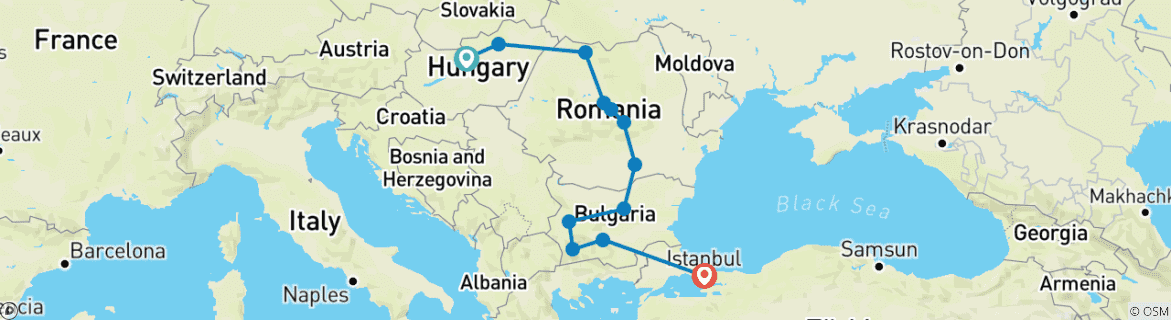 Carte du circuit Explorateur de l'Europe de l'Est