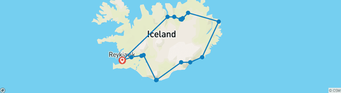 Carte du circuit Le meilleur de l'Islande