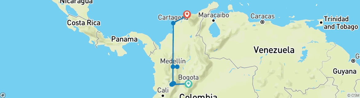 Carte du circuit Colombie classique
