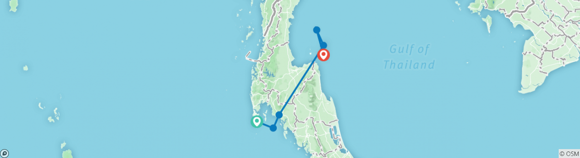 Map of Phuket to Koh Samui Travel Pass