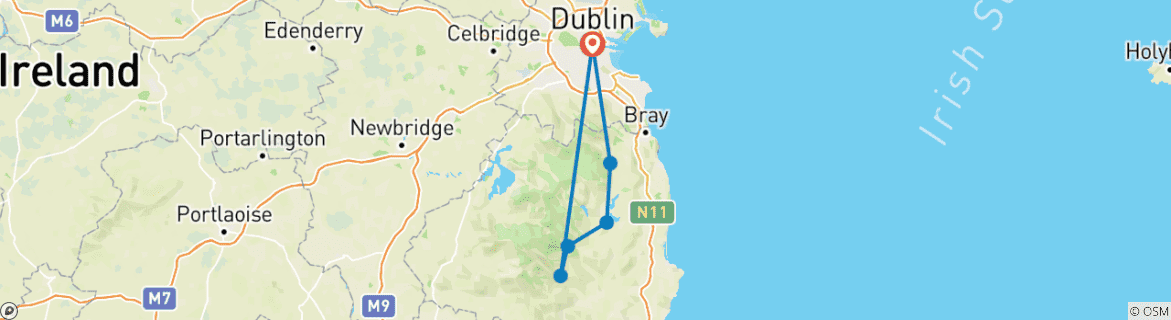 Map of The Wicklow Way: Self Guided 5 Day