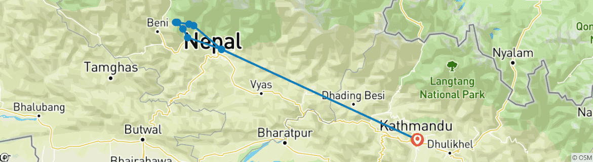 Map of Ghorepani Poon Hill Trekking