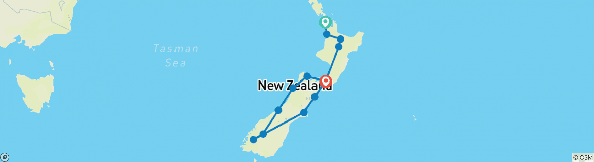 Map of Best of New Zealand: Mountain Biking & Black-Sand Beaches