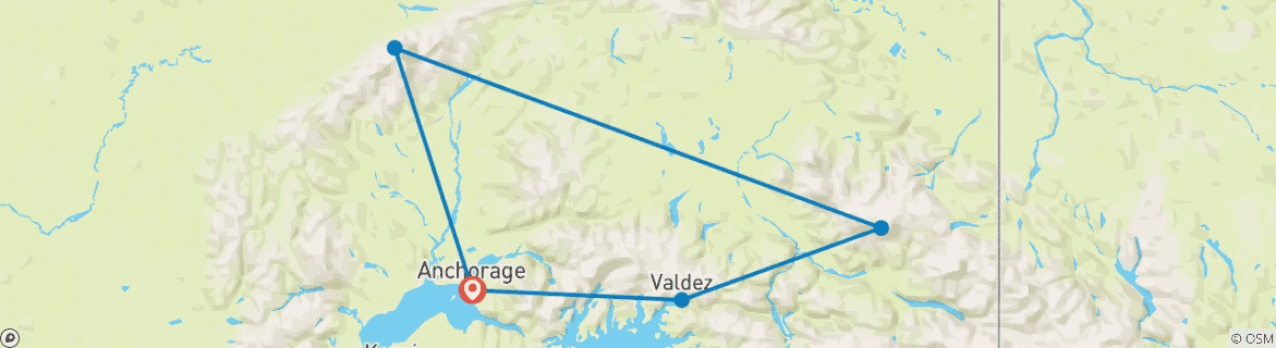 Map of Alaska Denali Expedition - 12 Days