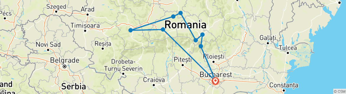 Foto van een kaart met de route van de rondreis