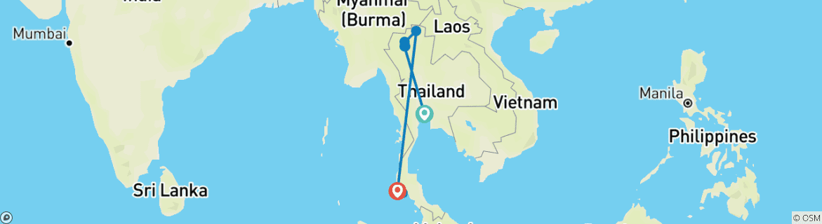 Karte von Märchenhafte Thailand Rundreise - 10 Tage