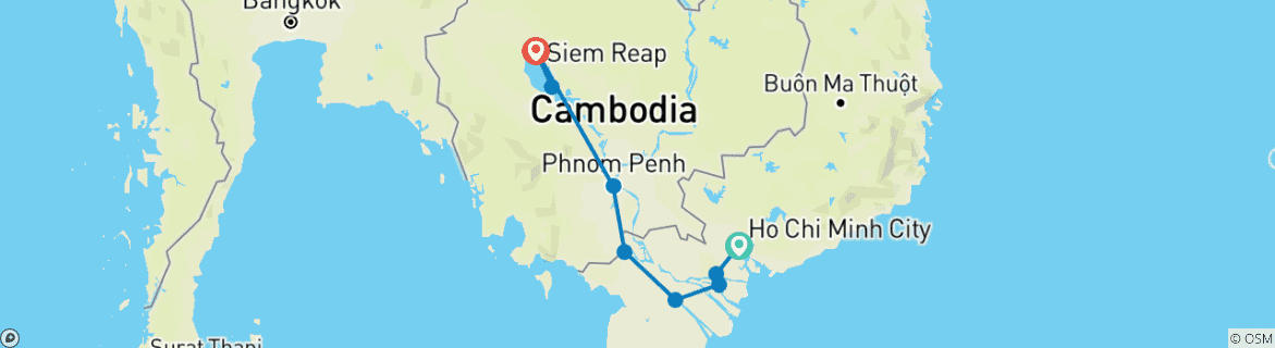 Map of Discover the Mekong Delta and Angkor Wat: A Cultural Expedition 7-Day