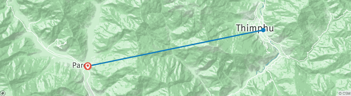 Carte du circuit Royaume du Bhoutan et du Tibet 5J/4N