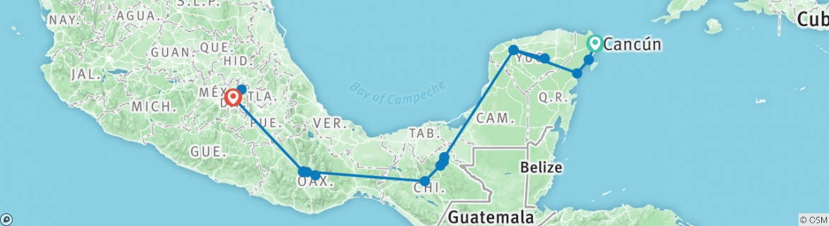 mexico travel route from cancun