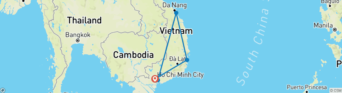 Map of 10 Days Vietnam Culinary Delights and Beach Escapes