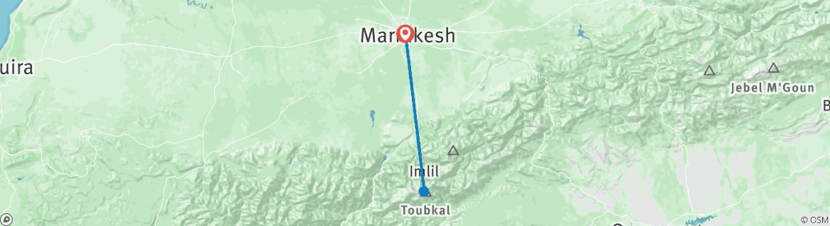 Map of Mount Toubkal Trek 3D/2N