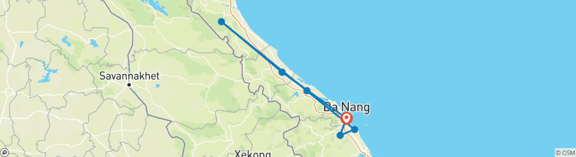 Carte du circuit Voyage épique de 7 jours au centre du Vietnam