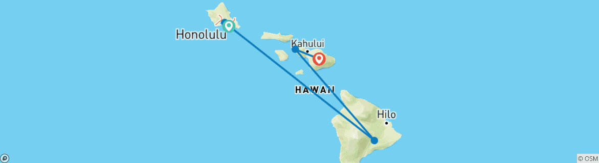 Karte von Hawaii Entdeckungsreise - 8 Tage