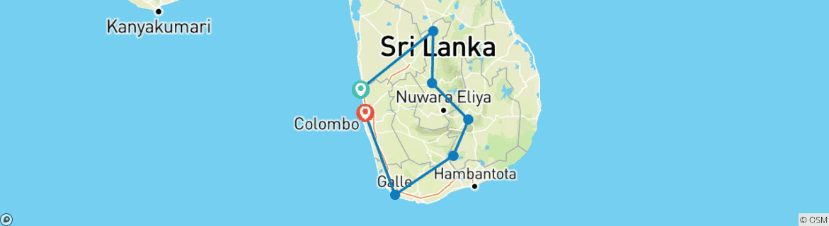 Image d'une carte montrant l'itinéraire du circuit