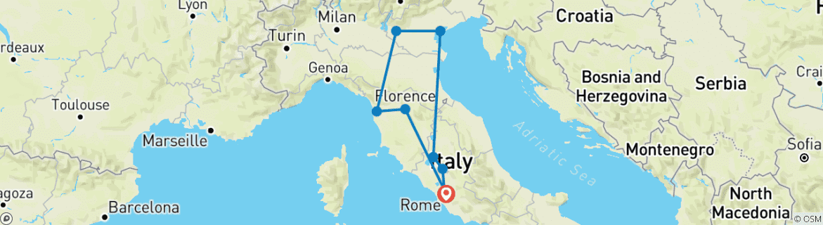Carte du circuit Vacances en Italie