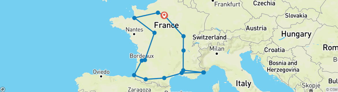 Map of Best of France (13 Days)