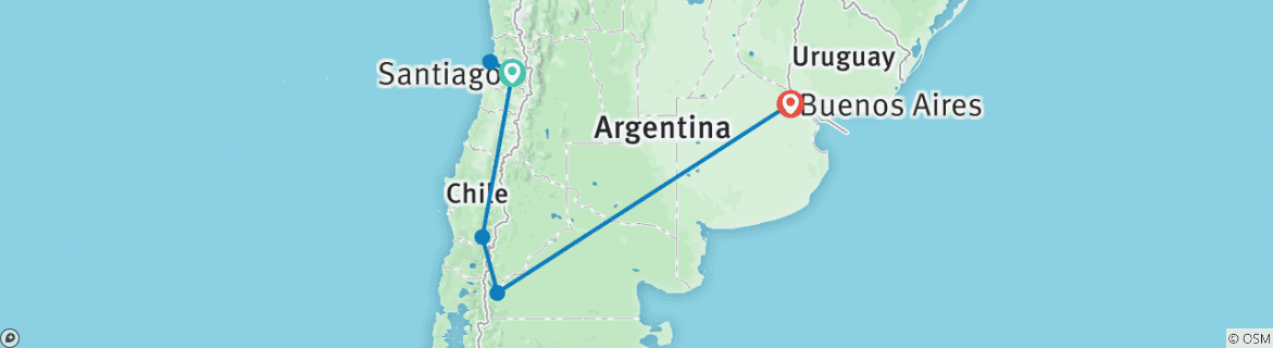 Map of Highlights of Chile & Argentina