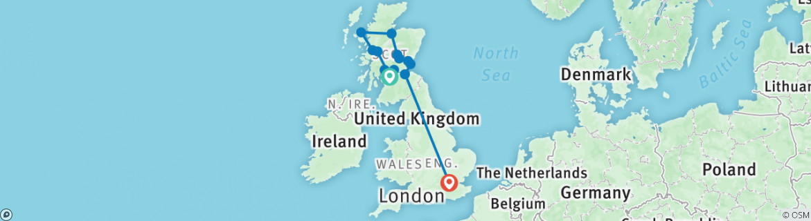 Map of Bonnie Scotland with London