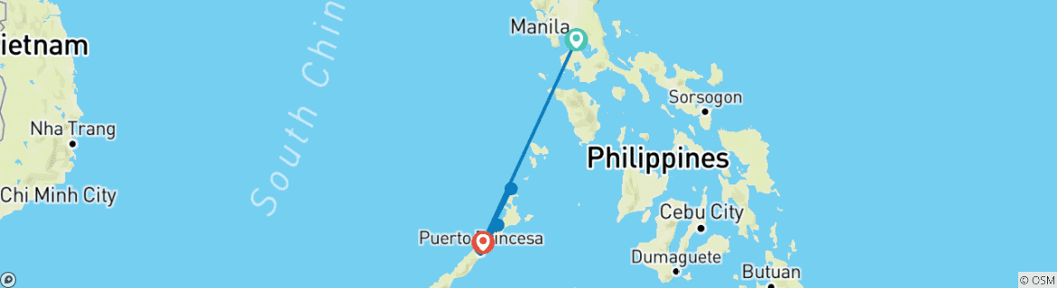 Carte du circuit West Philippines Classic 10 jours - One Life Adventures