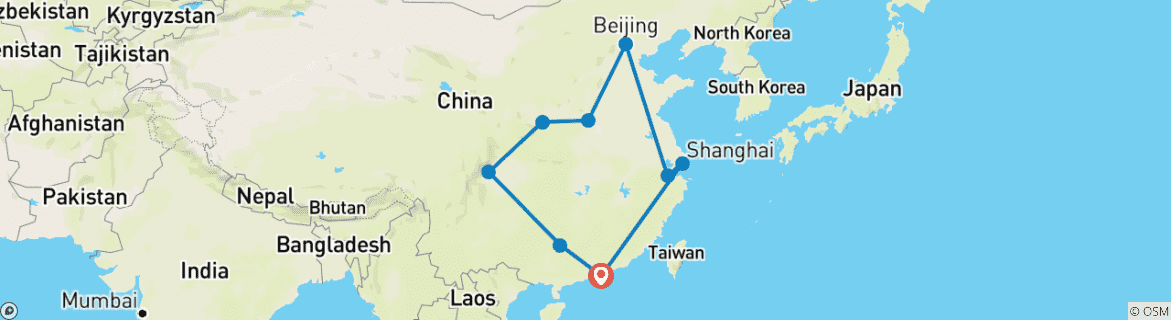 Map of Discover China in 26 Days: The Ultimate Adventure Loop