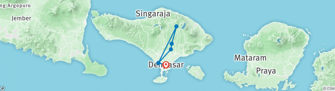 Map of 3 Day Best of Bali Arrival Package