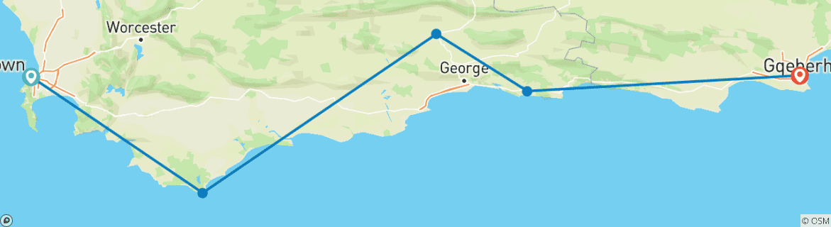 Image d'une carte montrant l'itinéraire du circuit