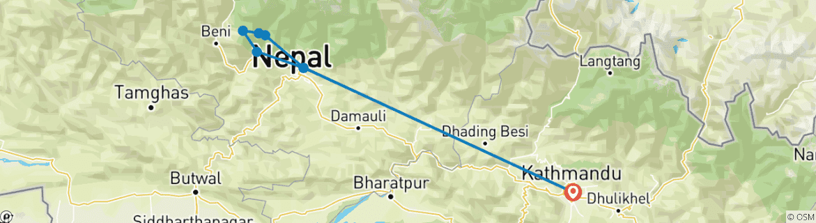 Map of Ghorepani Poonhill Trek