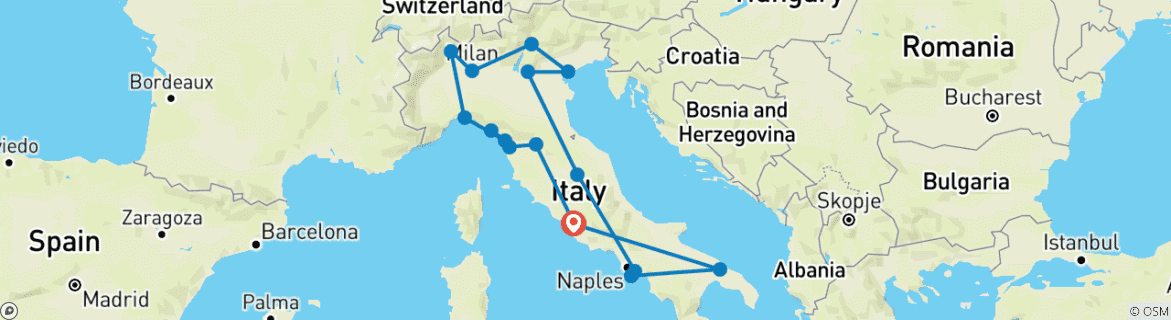 Map of Grand Italian Experience (17 Days)