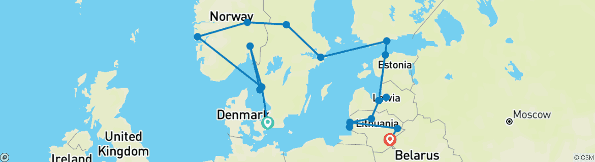 Map of Scandinavia & Baltic Circuit