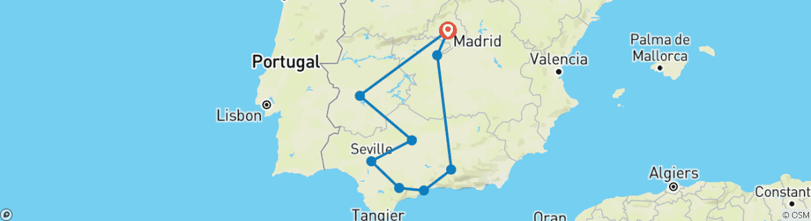 Karte mit der Reiseroute