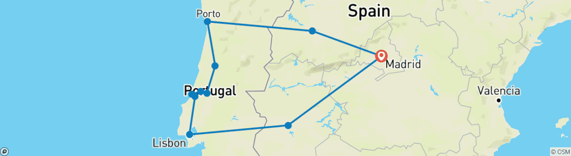 Foto van een kaart met de route van de rondreis