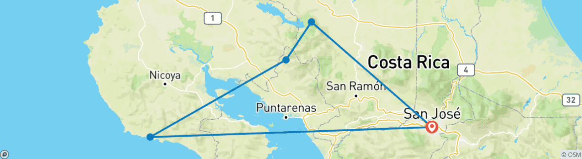 Karte mit der Reiseroute