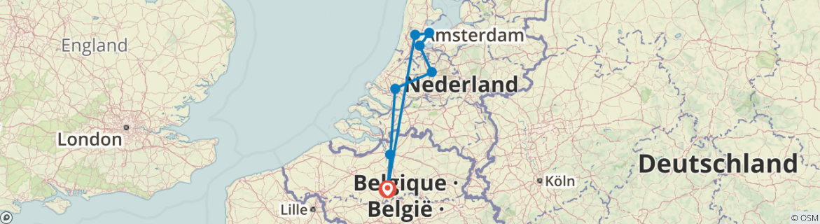 Image d'une carte montrant l'itinéraire du circuit