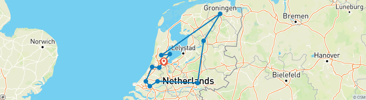 Carte du circuit Le meilleur des Pays- Bas