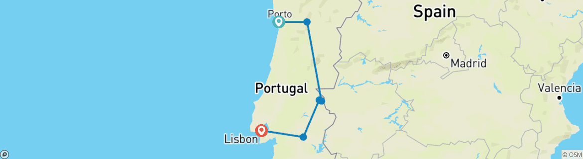 Image d'une carte montrant l'itinéraire du circuit