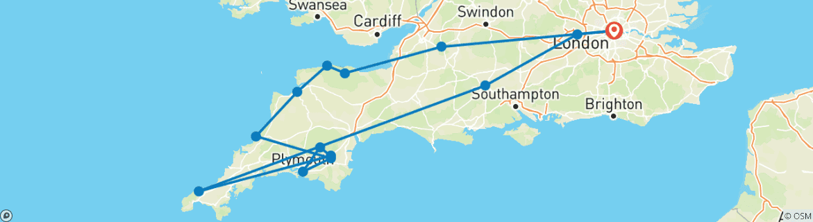 Image d'une carte montrant l'itinéraire du circuit