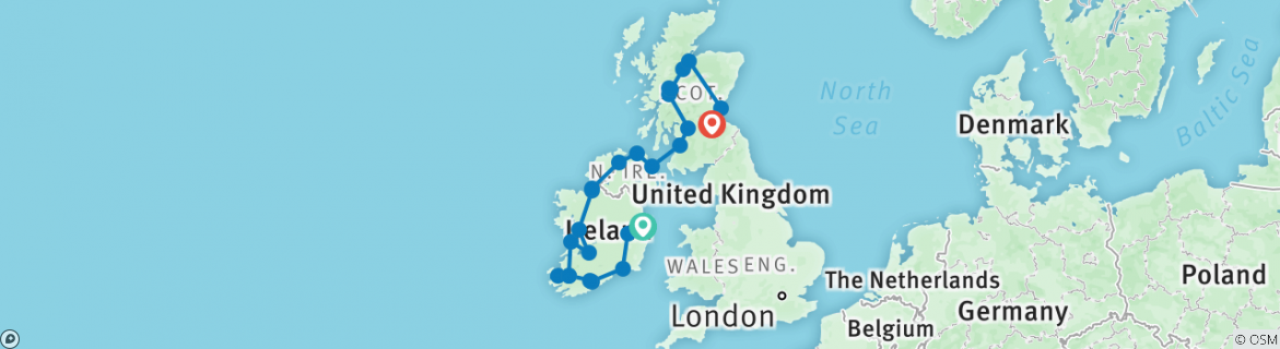 Mapa de Lo mejor de Irlanda y Escocia - clásico, 14 días