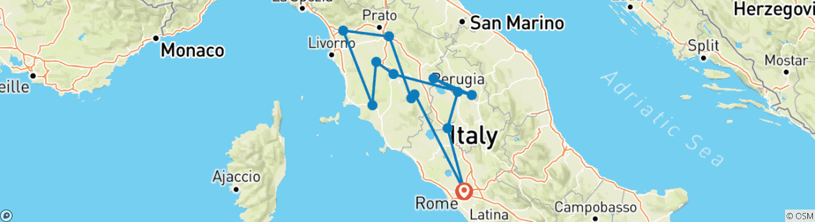 Image d'une carte montrant l'itinéraire du circuit