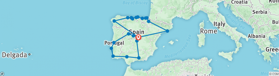 Map of Grand Spain & Portugal (Classic, End Madrid, 18 Days)