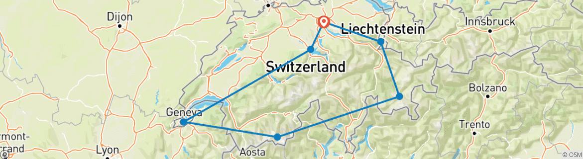 Carte du circuit La Suisse majestueuse - petits groupes, 10 jours