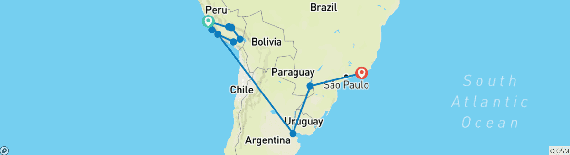 Image d'une carte montrant l'itinéraire du circuit