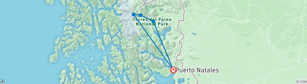 Map of Torres del Paine - Full Circuit Trek