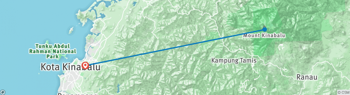 Map of Trek Mt Kinabalu