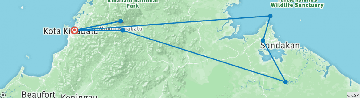 Map of Highlights of Sabah & Mt Kinabalu