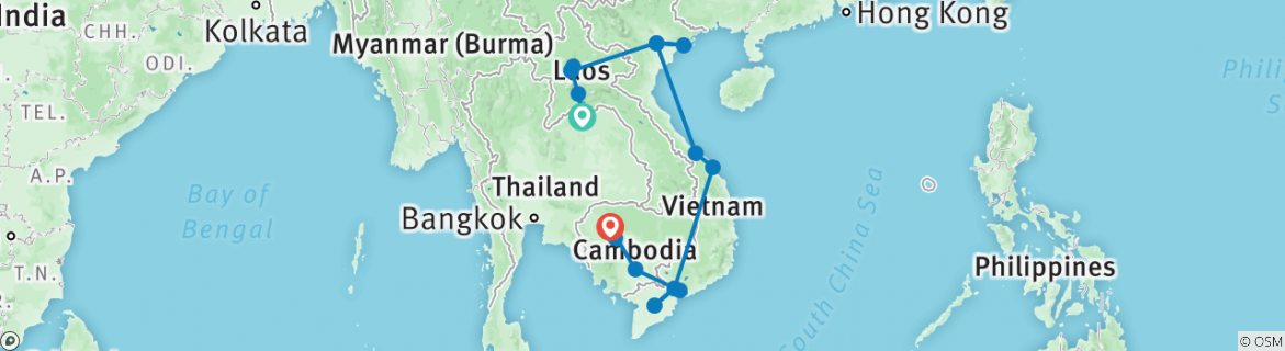 Map of Inside Indochina - 21 days